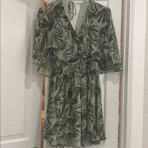 Halston Green Palm Dress